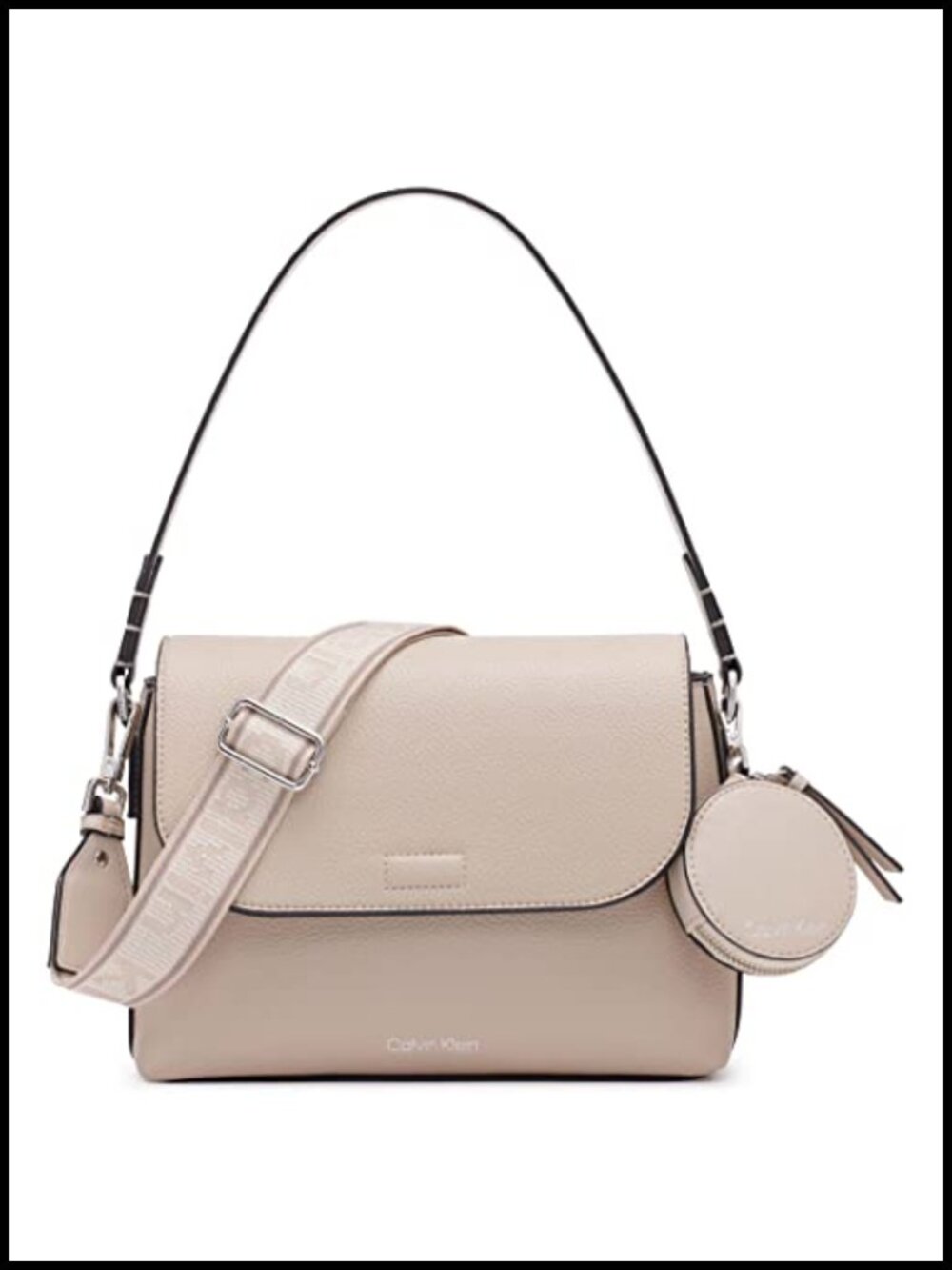 Vegan Leather Flap Crossbody Handbag 2-in-1 with Coin Purse